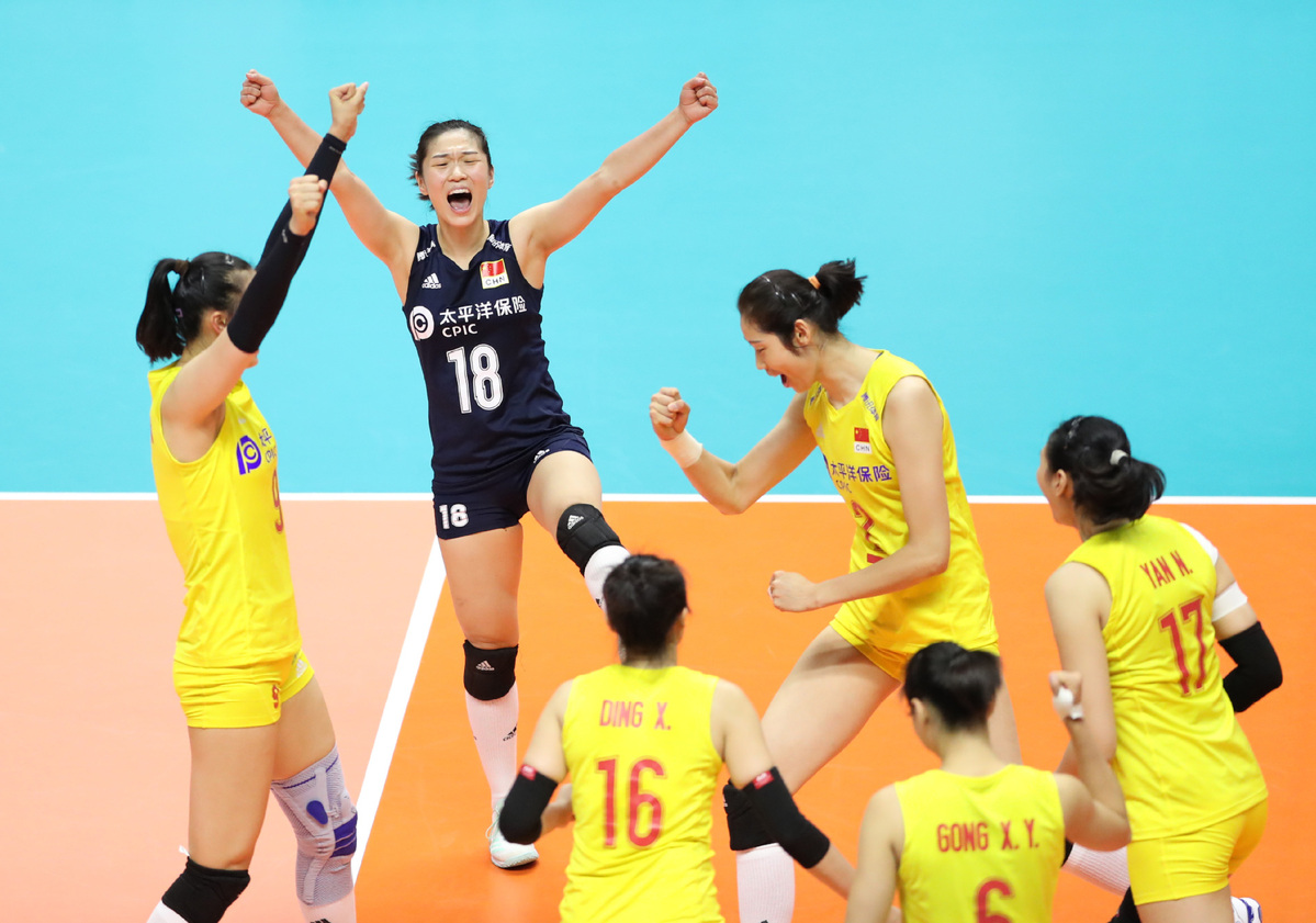 中国在国际排联女排世界杯上连续7连胜以3-0战胜(1)